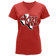 KARE TEXAS LADIES V-NECK TRIBLEND TEE